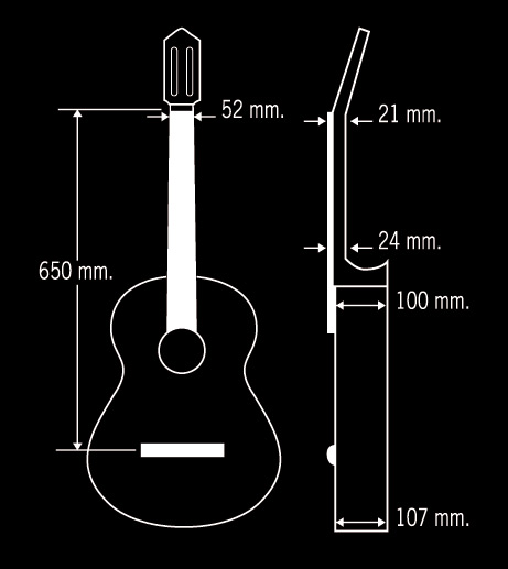 Guitarra Clásica Paco Castillo Modelo 204 dimensiones